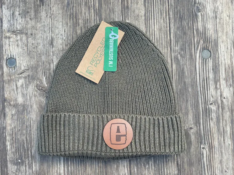 Round Patch Beanie - Olive or Black
