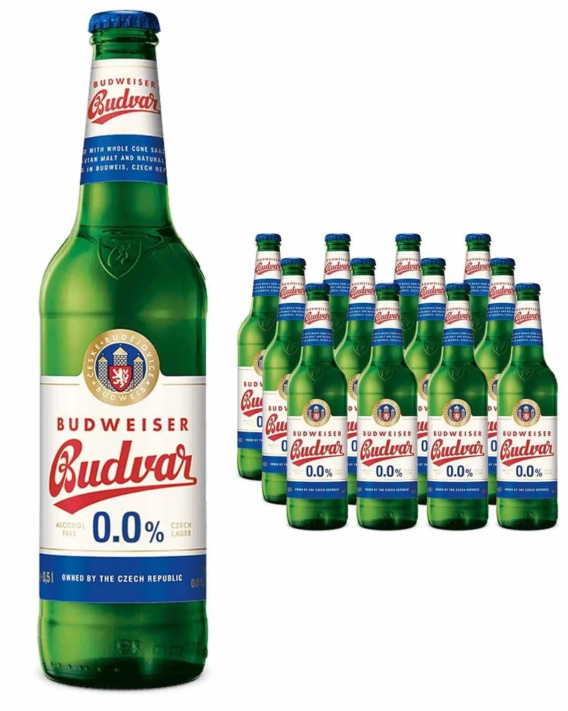 Budweiser Budvar 0.0% Beer Bottle Multipack, 12 x 330 ml