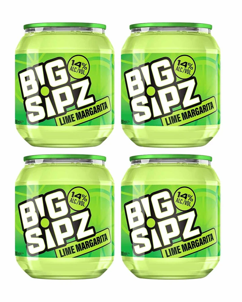 Big Sipz Lime Pre-Mixed Cocktail with Vodka 14% ABV 200ML Pack of 4