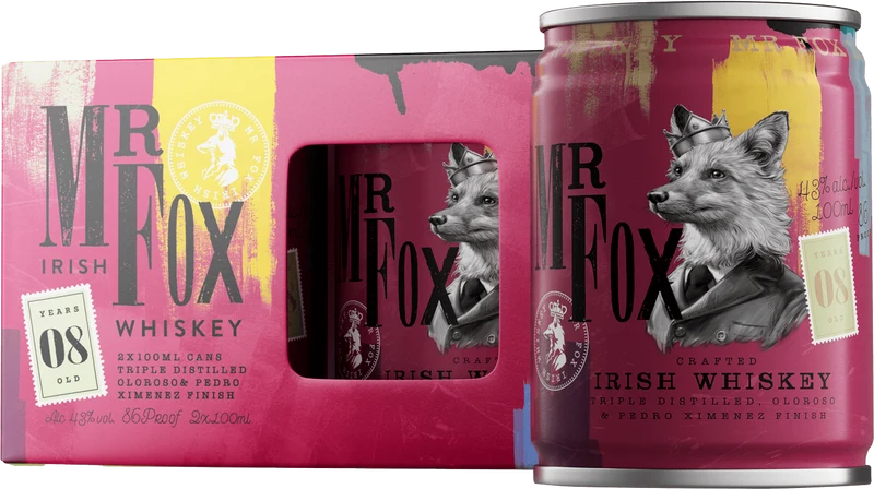 Mr Fox 8YO Sherry Cask Finish Irish Whiskey 10cl Can 2 Pack