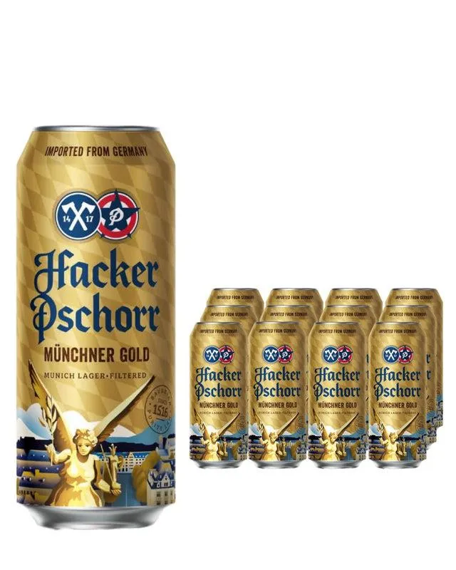 Hacker-Pschorr Munchner Gold Beer Can Multipack, 12 x 500 ml