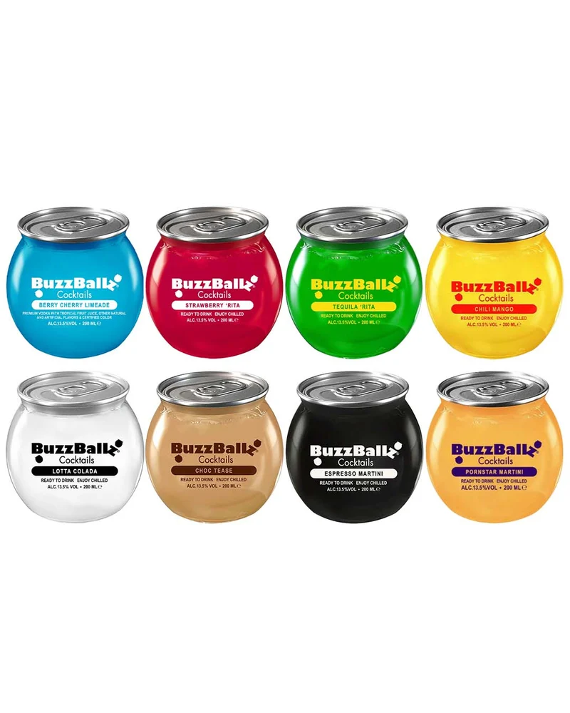 BuzzBallz Flavours Cocktail Multipack, 8 x 200 ml