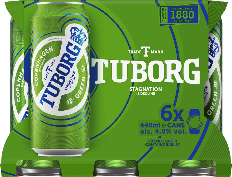 Tuborg Premium Danish Pilsner 6 Pack (44cl Cans)