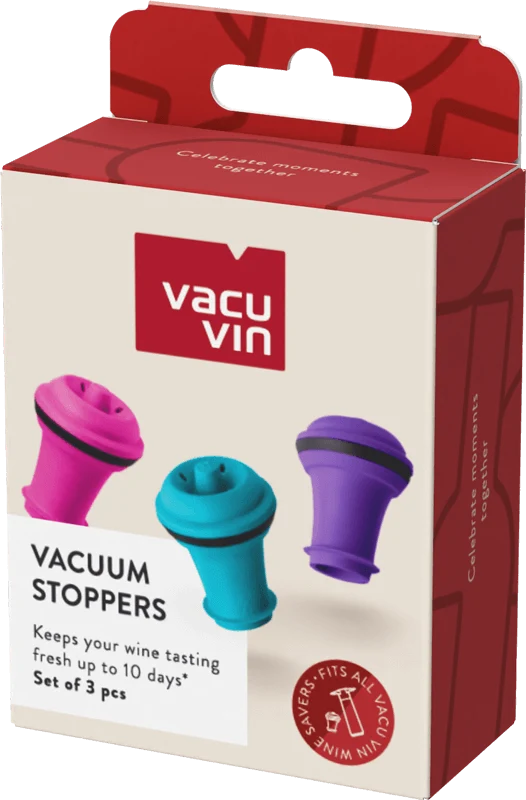 Vacu Vin Wine Stopper Pink/Blue/Purple 3 piece