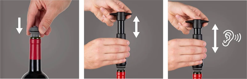 Vacu Vin Black Wine Saver 1 Pump, 2 Wine Stoppers
