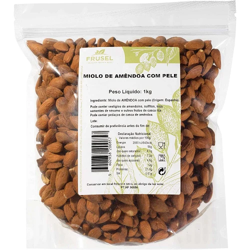 Frusel Almond Kernels with Skin 1kg
