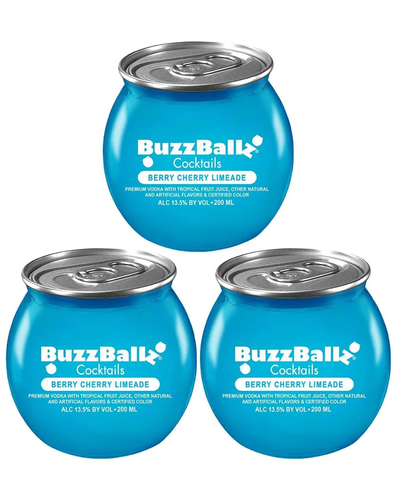 BuzzBallz Berry Cherry Limeade Cocktail, 3 x 200 ml