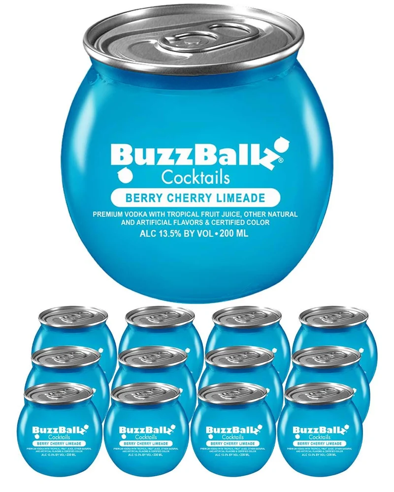 BuzzBallz Berry Cherry Limeade Cocktail Multipack, 12 x 200 ml