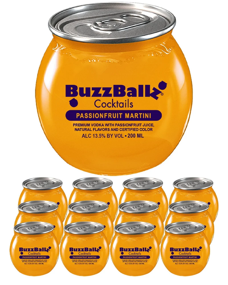 BuzzBallz Passionfruit Martini Cocktail Multipack, 12 x 200 ml