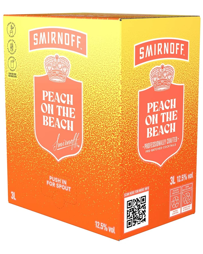 Smirnoff Peach On The Beach Premixed Cocktail Bag in Box, 3 L