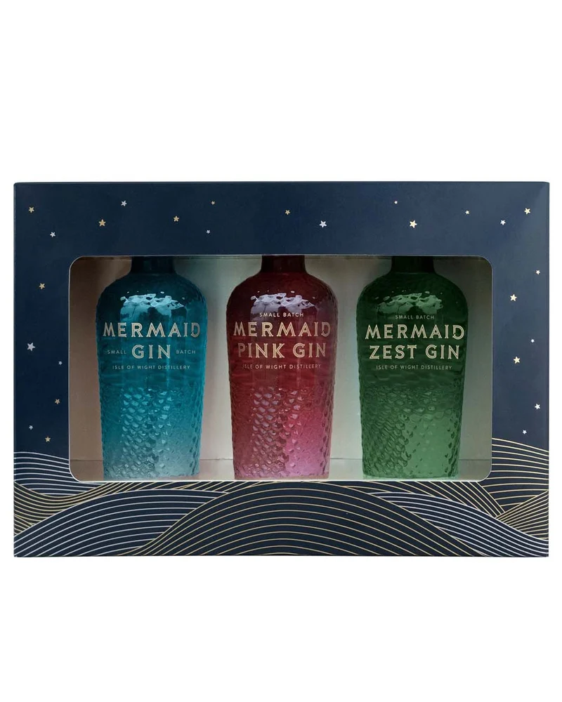Isle of Wight Mermaid Gin Miniature Gift Set, 3 x 5 cl