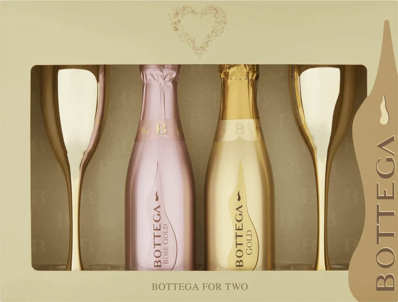 Bottega Duo Gold & Rose Gold with 2 x Metallic Glasses Gift Set