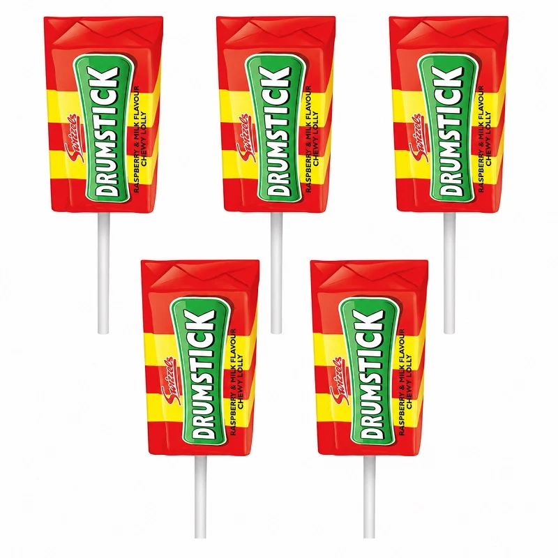 Swizzels Drumstick Raspberry and Milk Chew Lollies 5 Pack 95g