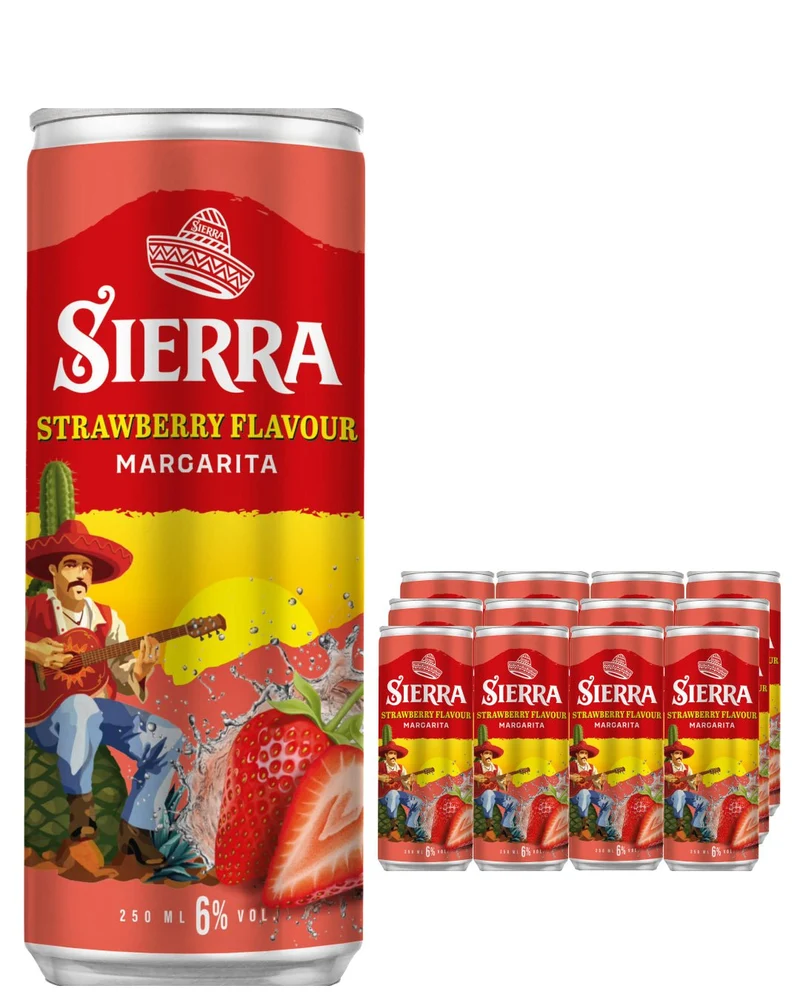 Sierra Margarita Strawberry Premixed Drink Multipack, 12 x 250 ml