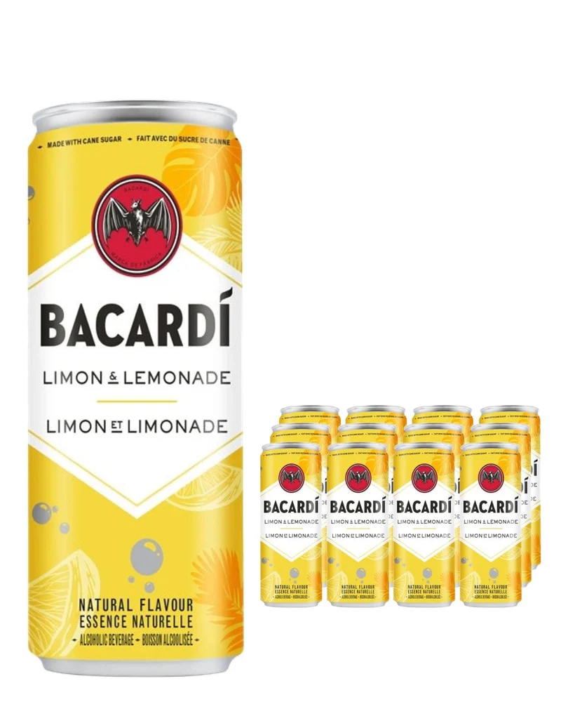 Bacardi Limon & Lemonade Rum Premixed Drink Can Multipack, 12 x 250 ml