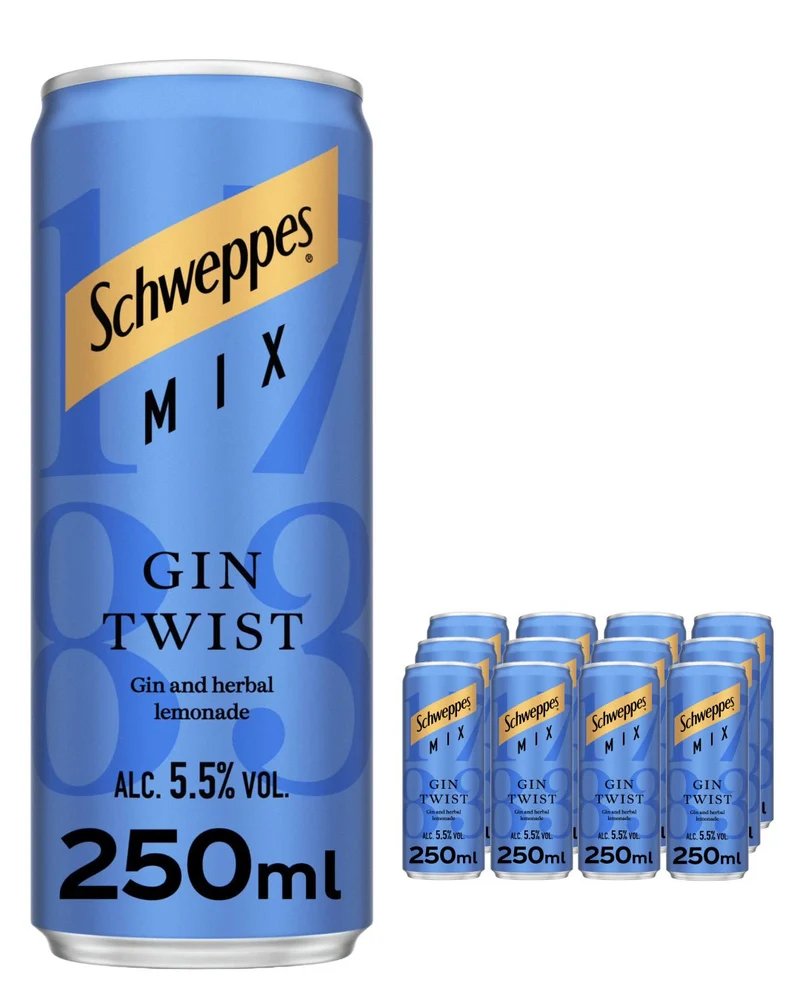 Schweppes Mix Gin Twist Premixed Drink Multipack, 12 x 250 ml