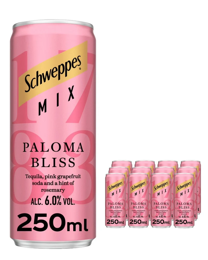 Schweppes Mix Paloma Bliss Premixed Drink Multipack, 12 x 250 ml