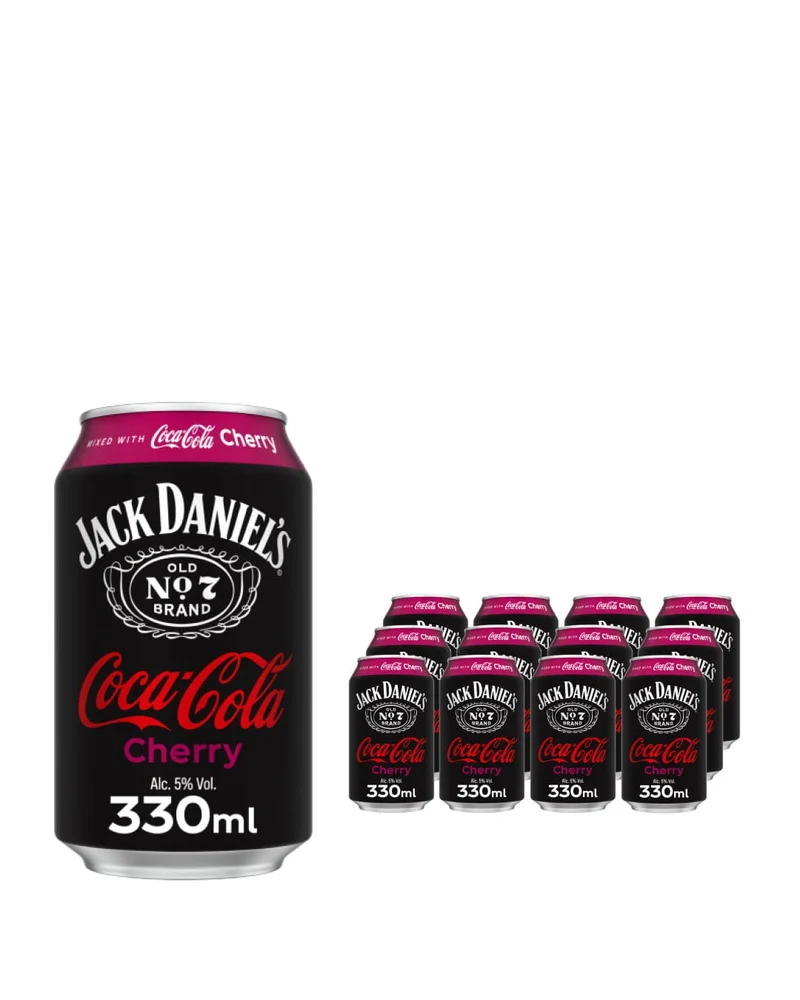 Jack Daniel's Whiskey & Coca Cola Cherry Premixed Can Multipack, 12 x 330 ml