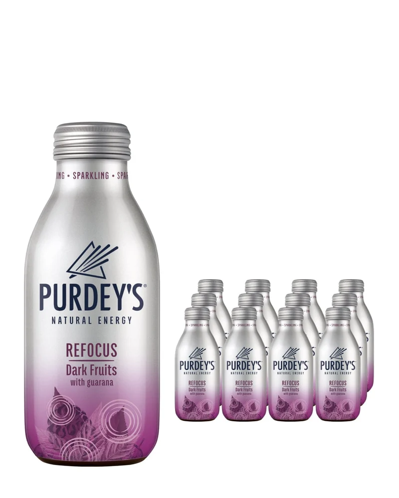 Purdey's Natural Energy Refocus Dark Fruits Drink Multipack, 12 x 330 ml
