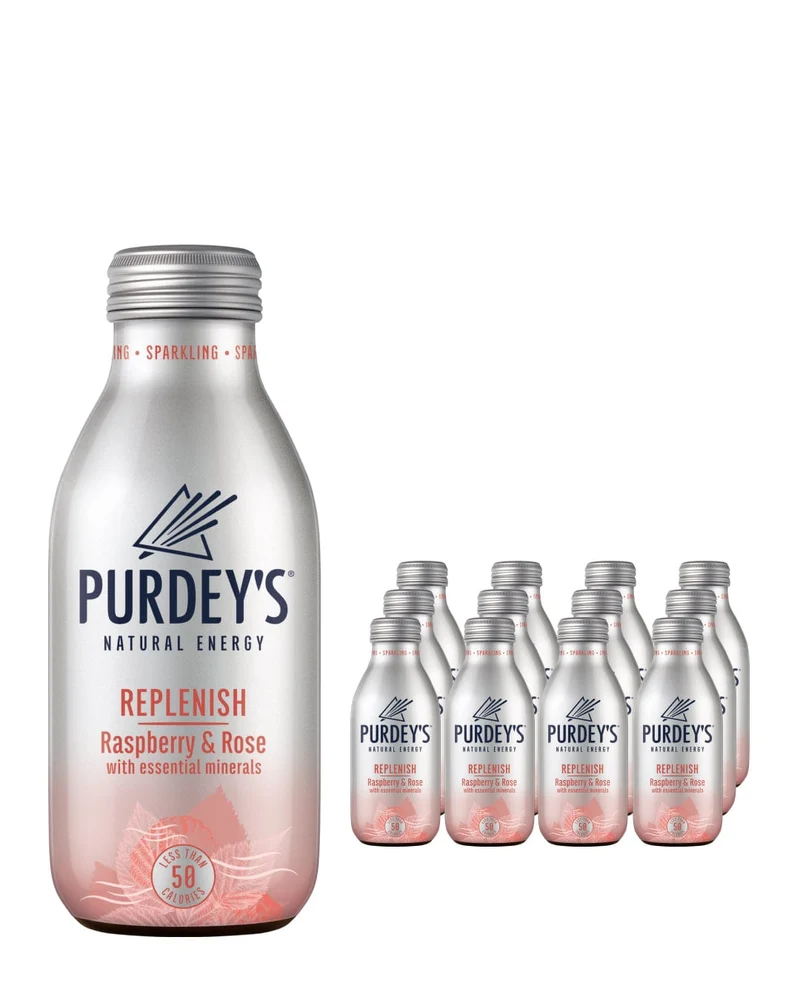 Purdey's Natural Energy Replenish Raspberry & Rose Multipack, 12 x 330 ml