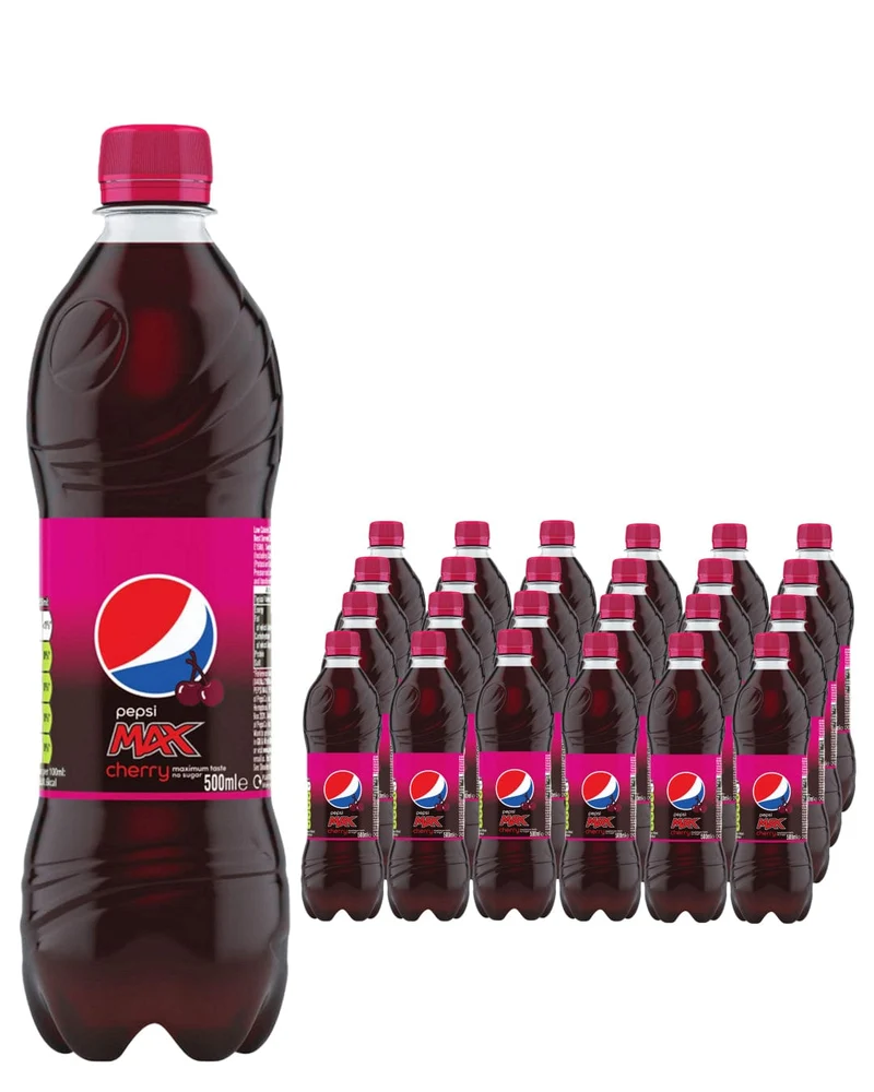 Pepsi Max Cherry Soft Drink Multipack, 24 x 500 ml