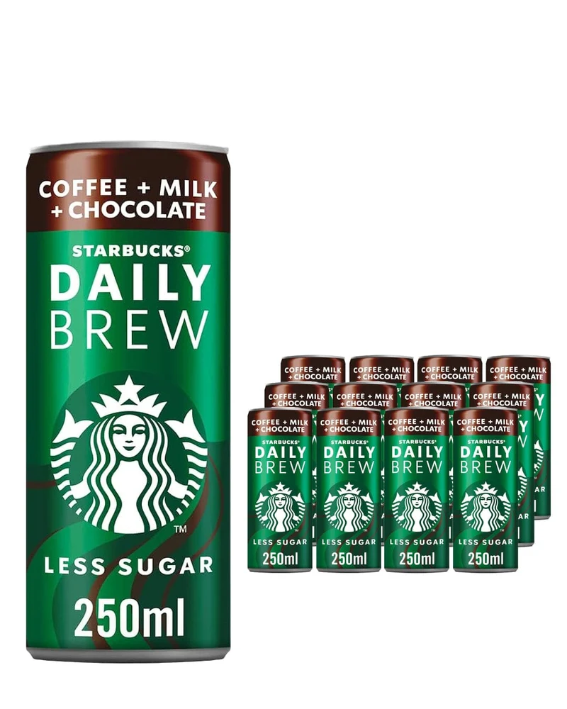 Starbucks Daily Brew Iced Coffee with Milk & Chocolate Can Multipack, 12 x 250 ml