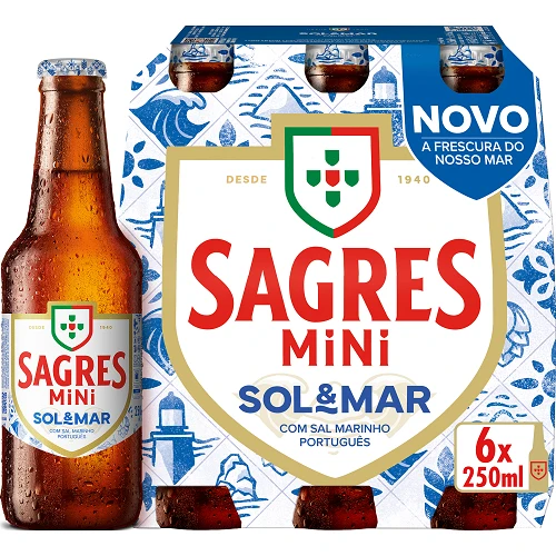 Sagres Sol & Mar Mini Lager 6 x 250ml Bottles 4% ABV