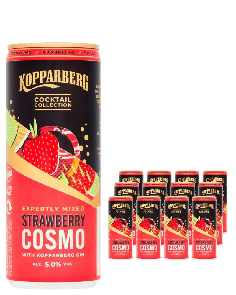 Kopparberg Sparkling Strawberry & Lime Cosmo Gin Premixed Cocktail Multipack, 12 x 250 ml