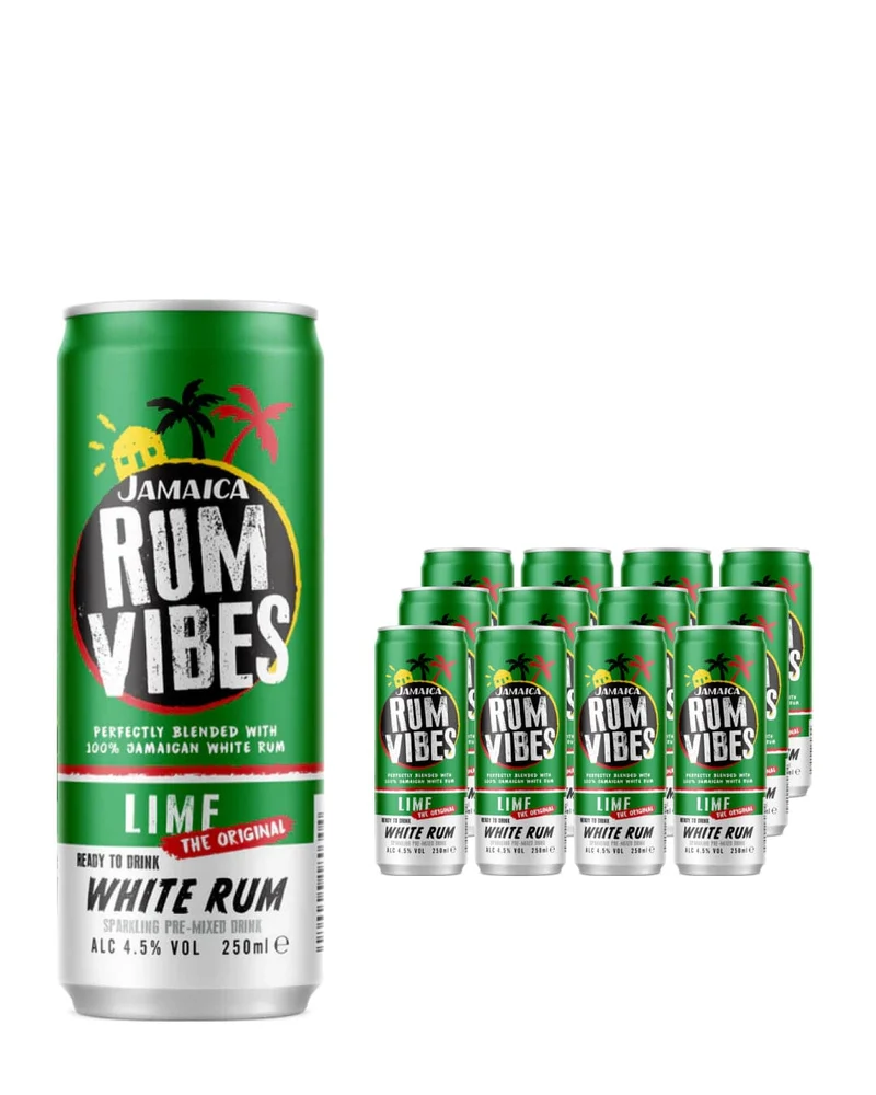 Jamaica Rum Vibes Lime with White Rum Premixed Drink, 12 x 250 ml