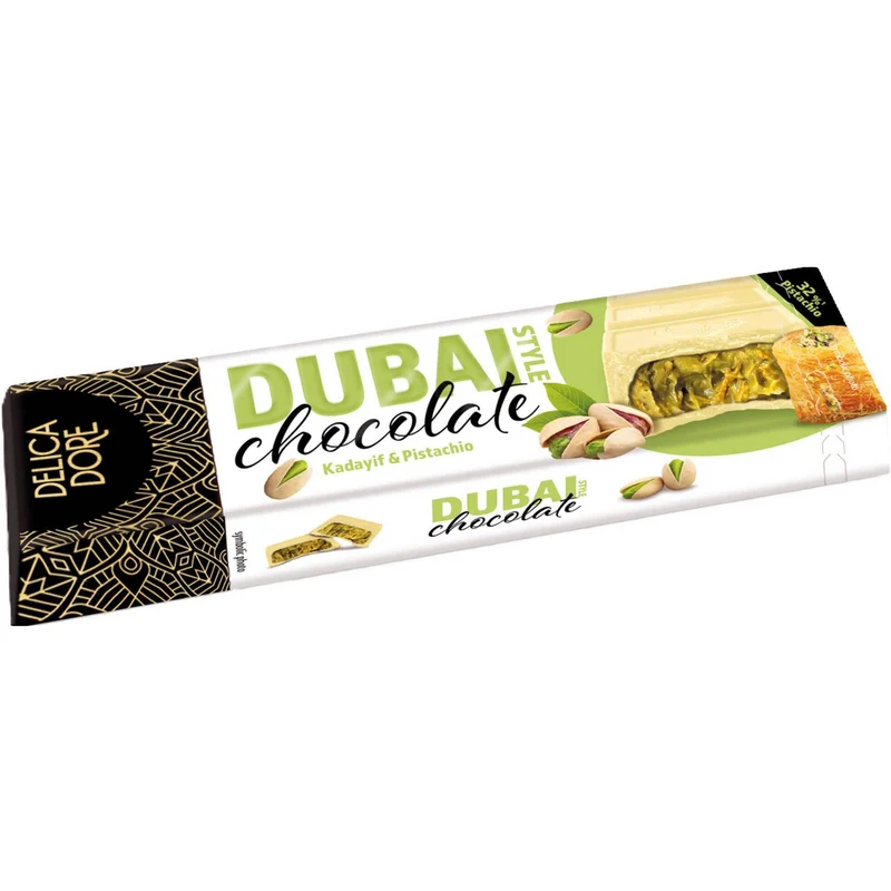Delica Dore Dubai Style White Chocolate and Pistachio Tablet 70g