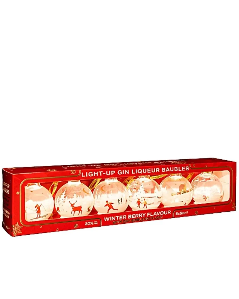 Light-Up Gin Liqueur Baubles, 6 x 5 cl