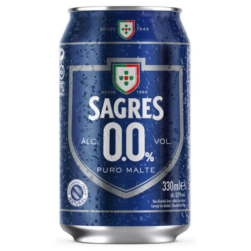 Sagres 0.0 Alcohol Free Beer 330ml Bottle