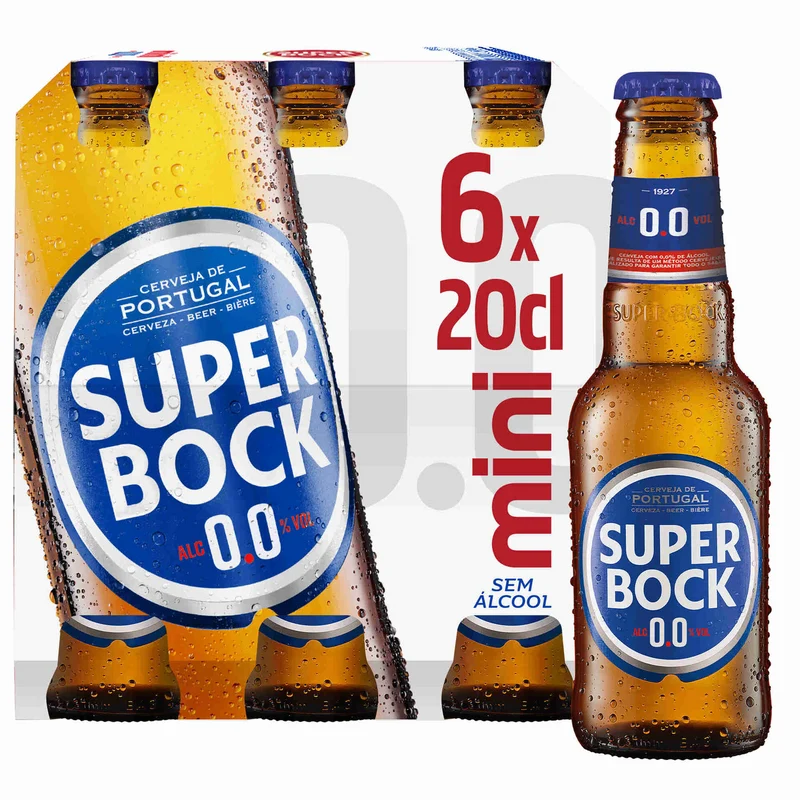 Super Bock Mini 0.0 Alcohol Free Lager 6 x 200ml Bottles