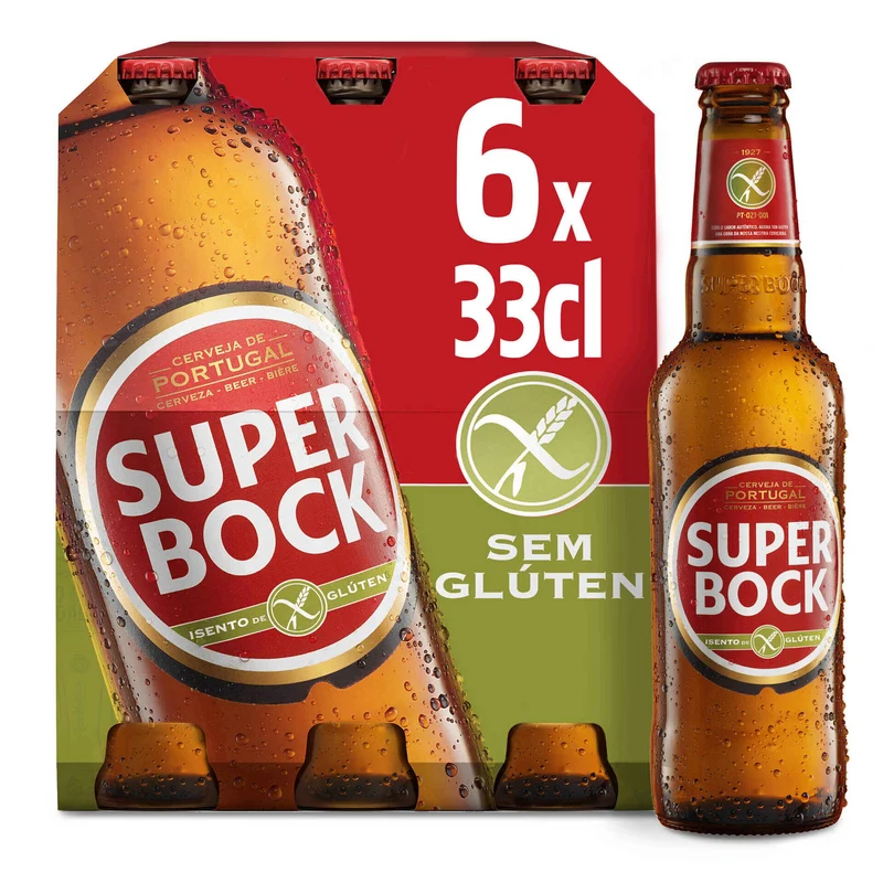 Super Bock Gluten Free Lager 6 x 330ml Bottles 5.2% ABV