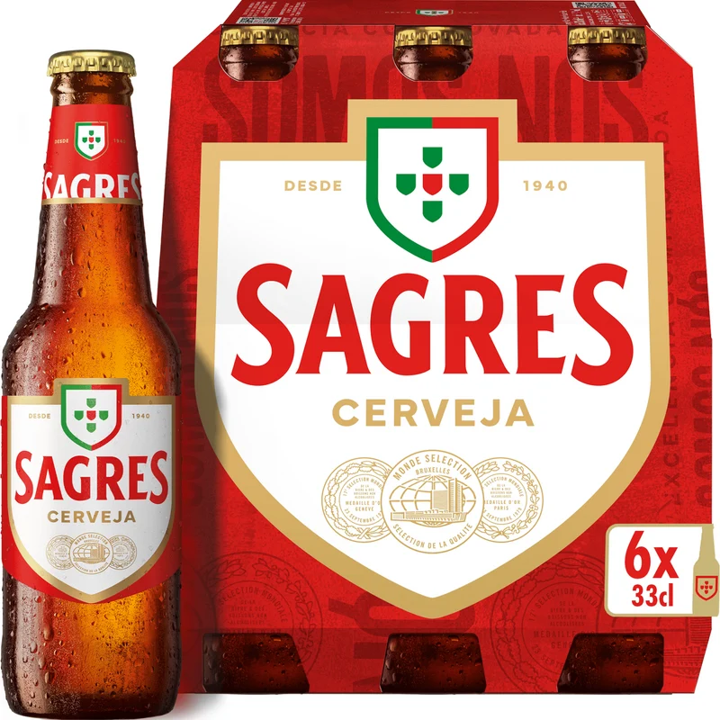 Sagres Lager 6 x 330ml Bottles 5% ABV
