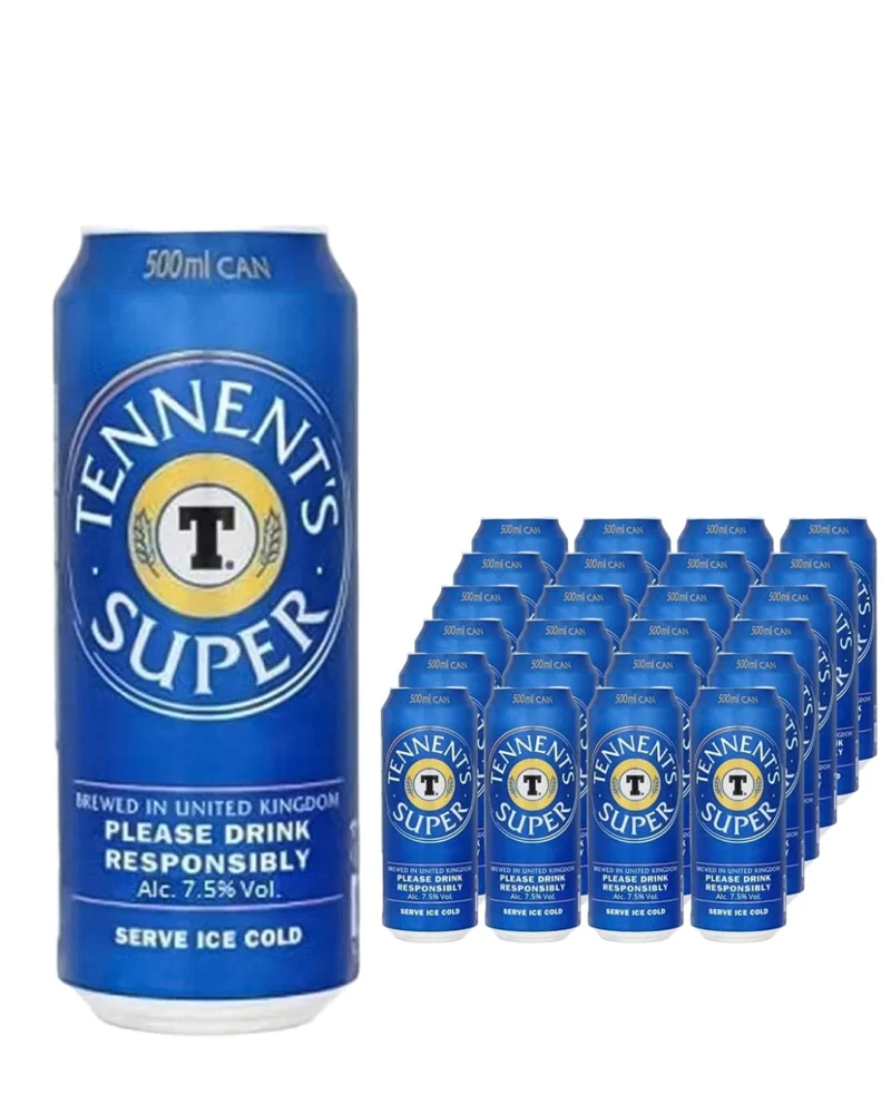 Tennent's Super Strong Lager Beer Can Multipack, 24 x 500 ml