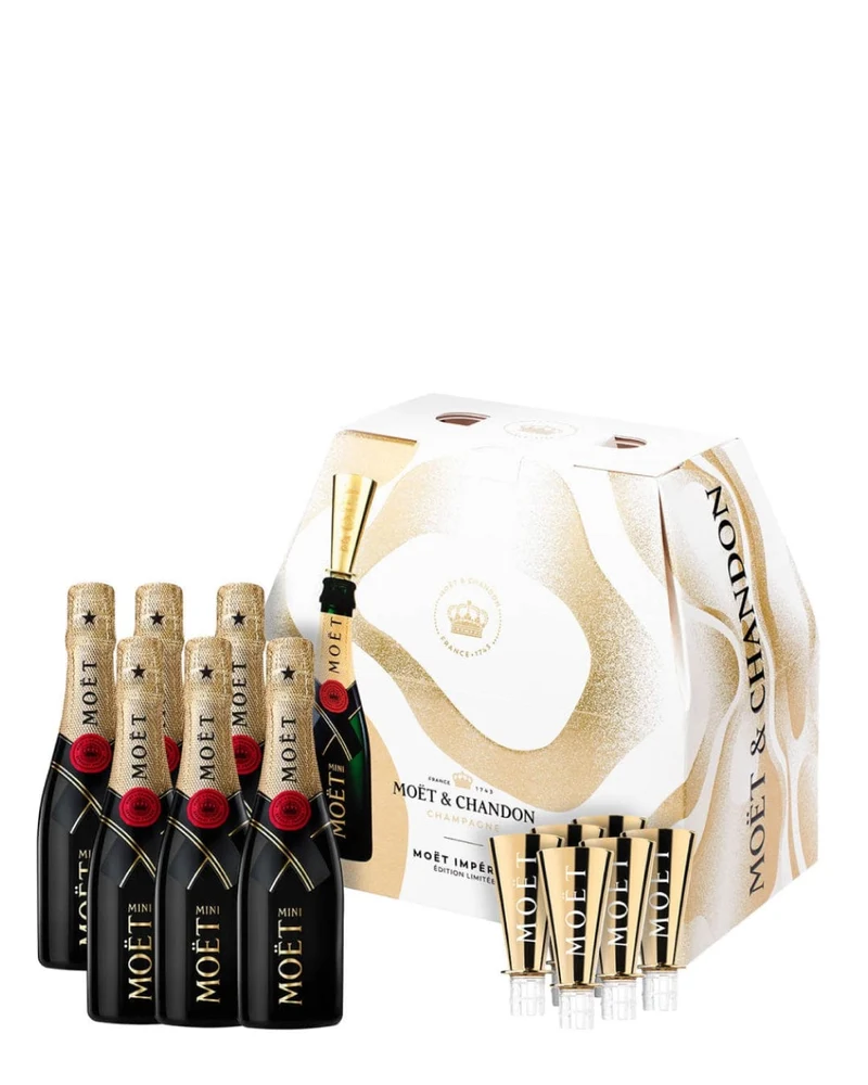 Mini Moët & Chandon Impérial Brut Champagne with Flutes Gift Set, 6 x 20 cl