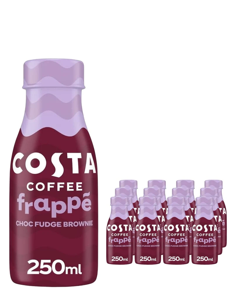 Costa Coffee Frappe Choc Fudge Brownie Plastic Bottle Iced Coffee, 12 x 250 ml