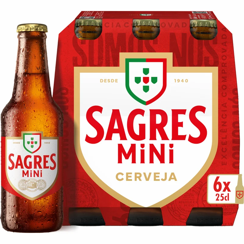 Sagres Mini Lager 6 x 250ml Bottles 5% ABV