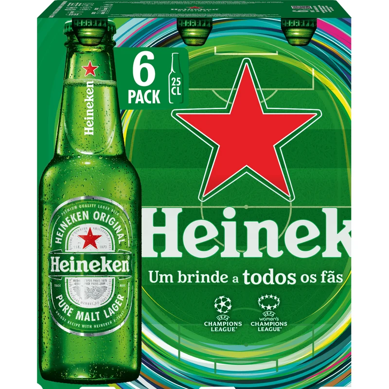 Heineken Lager 6 x 250ml Bottles 5% ABV