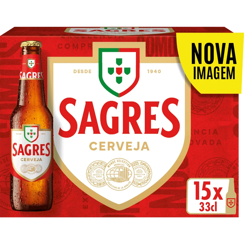 Sagres Lager 15 x 330ml Bottles 5% ABV