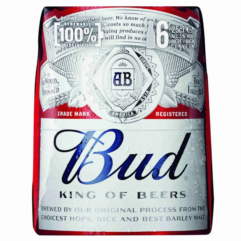 Budweiser Lager 6 x 250ml Bottles 4.8% ABV