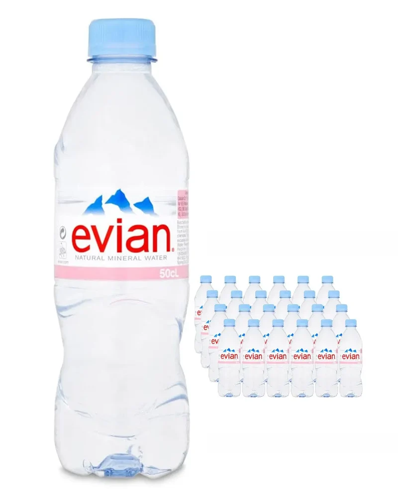 Evian Natural Spring Water Multipack, 24 x 500 ml