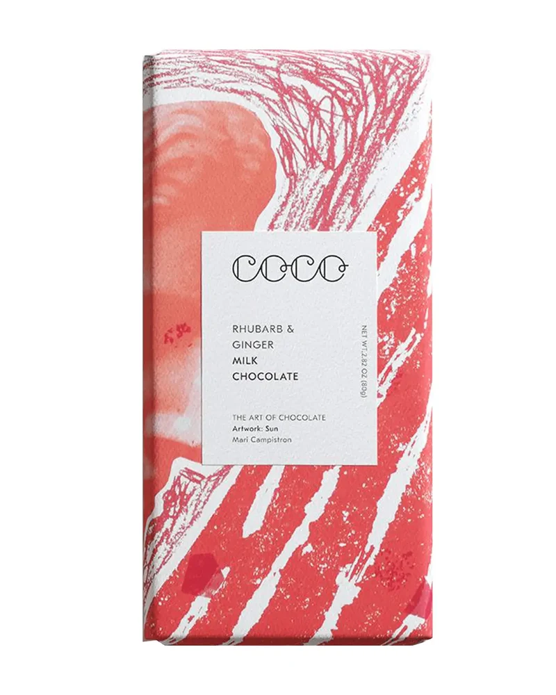 COCO Rhubarb & Ginger Chocolate Bar, 80 g