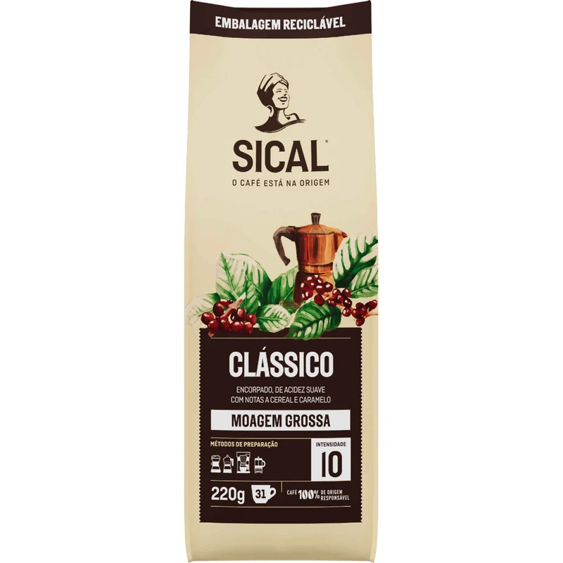 Sical 5 Estrelas Clássico Ground Coffee Coarse Grind 220g