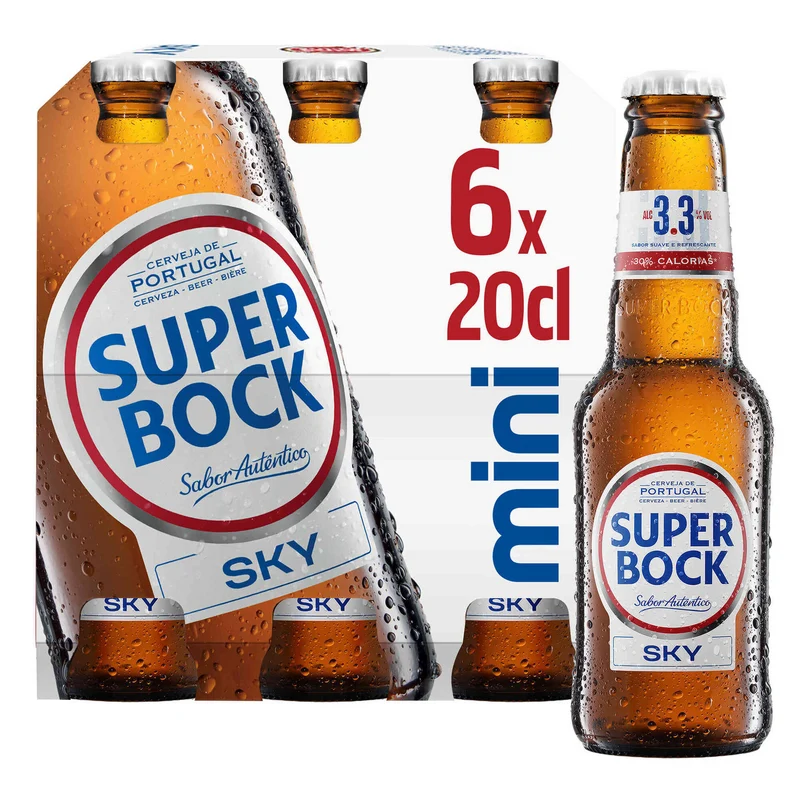 Super Bock Sky Mini Wheat Beer 6 x 200ml Bottles 3.3% ABV