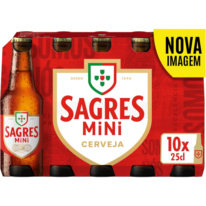 Sagres Mini Lager 10 x 250ml Bottles 5% ABV