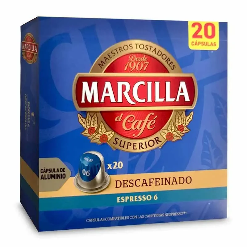 Marcilla Decaffeinated Espresso Coffee Capsules 20 Pack