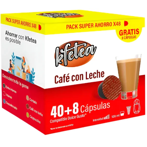 Kfetea Café con Leche 48 Capsules for Dolce Gusto