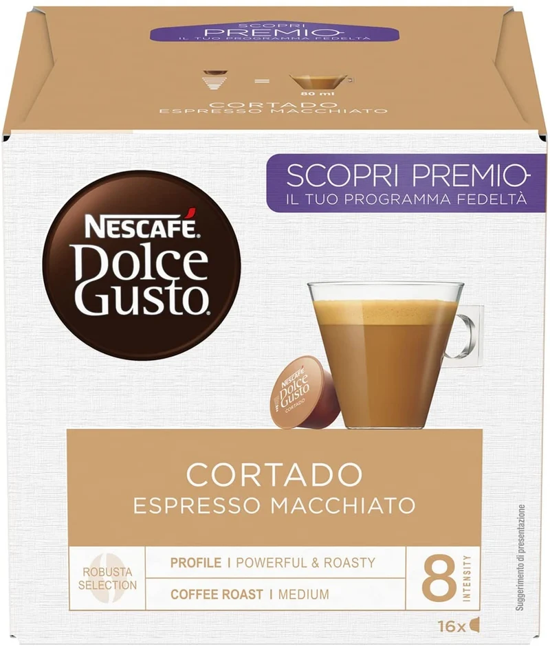 Nescafé Dolce Gusto Cortado Espresso Macchiato Coffee Capsules 16 Pack